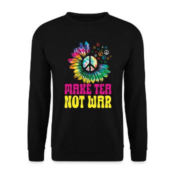 Hippie Peace Zeichen Frieden Blumen Blumenkind - Unisex Pullover - Schwarz - Vorne - Alina (178cm) & Michal (187cm)