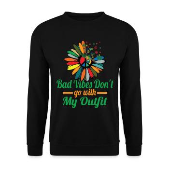 Hippie Peace Zeichen Frieden Blumen Blumenkind - Unisex Pullover - Schwarz - Vorne - Alina (178cm) & Michal (187cm)
