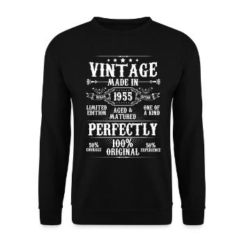 Vintage Made In 1955 Aged Perfectly Matured - Unisex Sweatshirt - black - Front - Alina (178cm) & Michal (187cm)