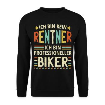 Opa Lustig Ich bin kein Rentner Motorrad - Unisex Pullover - Schwarz - Vorne - Alina (178cm) & Michal (187cm)