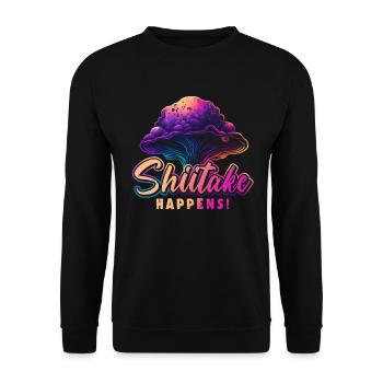 Shiitake Pilz Wald Pilz Shiitake Moral Vegan Umami - Unisex Pullover - Schwarz - Vorne - Alina (178cm) & Michal (187cm)