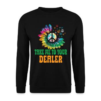 Hippie Peace Zeichen Frieden Blumen Blumenkind - Unisex Pullover - Schwarz - Vorne - Alina (178cm) & Michal (187cm)