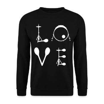 Love Drums Drum Player Drummer Musician - Unisex Pullover - Schwarz - Vorne - Alina (178cm) & Michal (187cm)