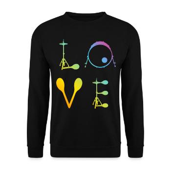 Love Drums Drum Player Drummer Musician Drum Playe - Unisex Pullover - Schwarz - Vorne - Alina (178cm) & Michal (187cm)