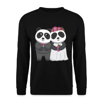 Hochzeitstag Pandabär Zoowärter Wildlife Tier - Unisex Pullover - Schwarz - Vorne - Alina (178cm) & Michal (187cm)
