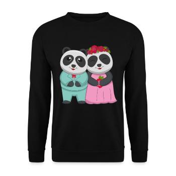 Heirat Zookeeping Wildtier Tier Panda Bär - Unisex Pullover - Schwarz - Vorne - Alina (178cm) & Michal (187cm)