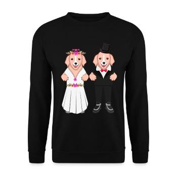Les amoureux des chiens épousent un chiot - Sweat-shirt Unisexe - noir - Devant - Alina (178cm) & Michal (187cm)