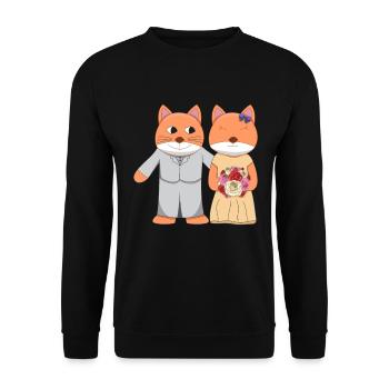 Verheiratete Katzenliebhaberin - Unisex Pullover - Schwarz - Vorne - Alina (178cm) & Michal (187cm)
