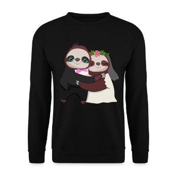 Wedding Anniversary Marriage Sloth Lover - Unisex Sweatshirt - black - Front - Alina (178cm) & Michal (187cm)
