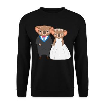 Wedding Anniversary Koala Lover Animal Koala Bear - Unisex Sweatshirt - black - Front - Alina (178cm) & Michal (187cm)