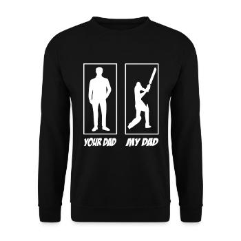 Your Dad My Dad Cricket Papa - Unisex Pullover - Schwarz - Vorne - Alina (178cm) & Michal (187cm)