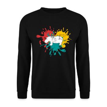 Nilpferd Silhouette - Unisex Pullover - Schwarz - Vorne - Alina (178cm) & Michal (187cm)