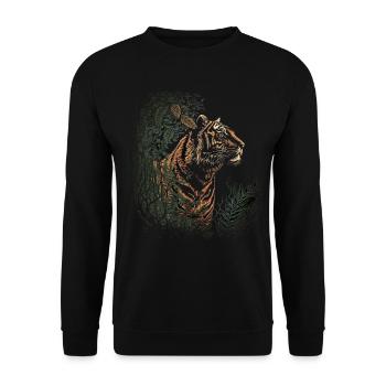 Tiger Kunst Geschenk Geburtstagsgeschenk Tiere - Unisex Pullover - Schwarz - Vorne - Alina (178cm) & Michal (187cm)