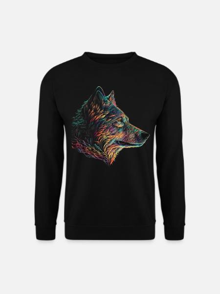 Wolf Geschenkidee Herren Tiermotiv Wolfmotiv - Unisex Pullover - Schwarz