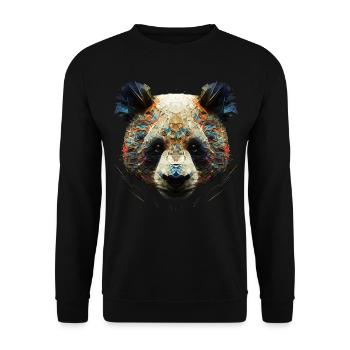Panda Kunst Tierliebhaber Pandabär Bär Motiv - Unisex Pullover - Schwarz - Vorne - Alina (178cm) & Michal (187cm)