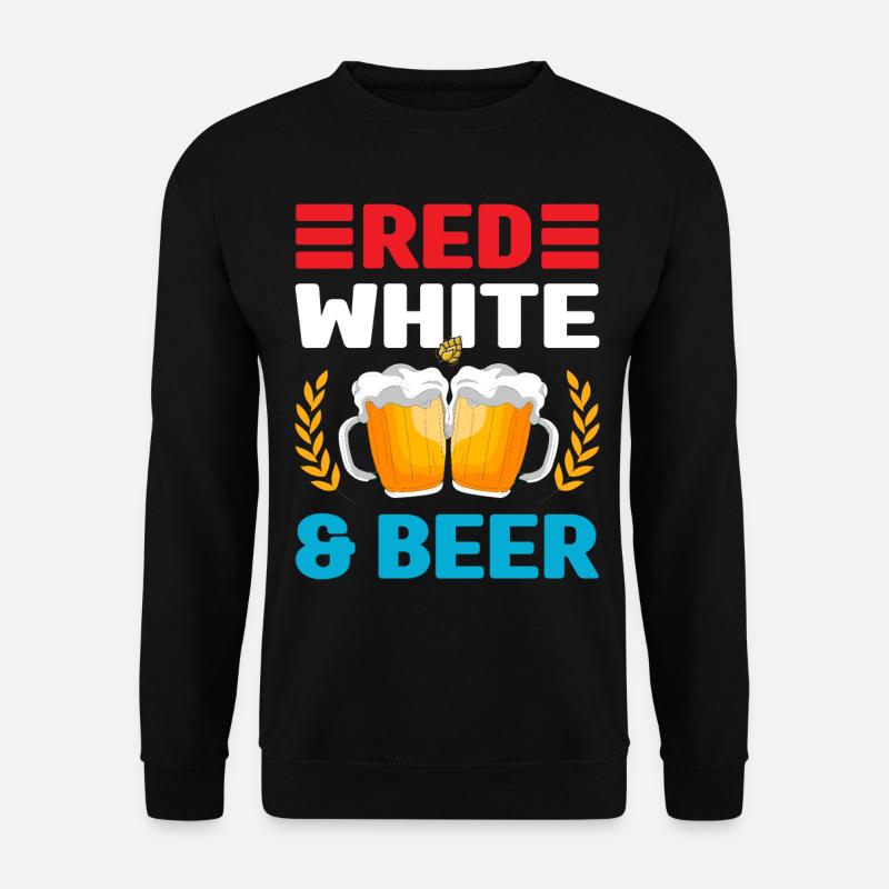 Red White & Beer Drinker American July 4 - Unisex Sweatshirt - black