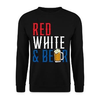 Red White & Beer Drinker American 4th Of July - Unisex Pullover - Schwarz - Vorne - Alina (178cm) & Michal (187cm)
