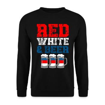 Red White & Beer Drinker American 4. Juli - Unisex Pullover - Schwarz - Vorne - Alina (178cm) & Michal (187cm)