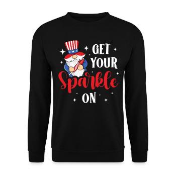 Holen Sie Sich Ihr Funkeln Auf Usa American Flag - Unisex Pullover - Schwarz - Vorne - Alina (178cm) & Michal (187cm)