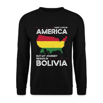 Born Bolivian Bolivia American USA Citizenship - Unisex Sweatshirt - black - Front - Alina (178cm) & Michal (187cm)
