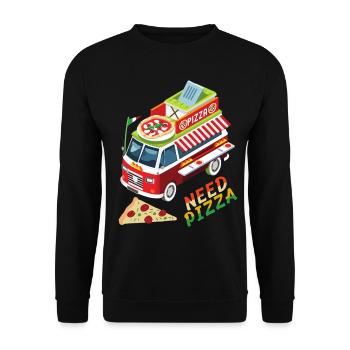 Pizza Food Truck, Italian Cuisine, Saying - Unisex Sweatshirt - black - Front - Alina (178cm) & Michal (187cm)