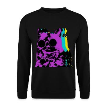 Creepy Portrait Cat Toy Lover Fur - Unisex Sweatshirt - black - Front - Alina (178cm) & Michal (187cm)