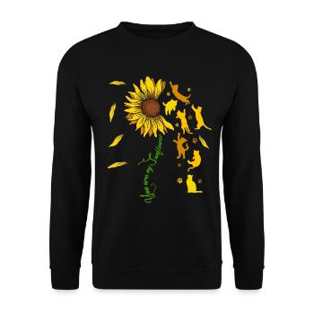 Du Bist Mein Sonnenschein Sonnenblume Katze - Unisex Pullover - Schwarz - Vorne - Alina (178cm) & Michal (187cm)