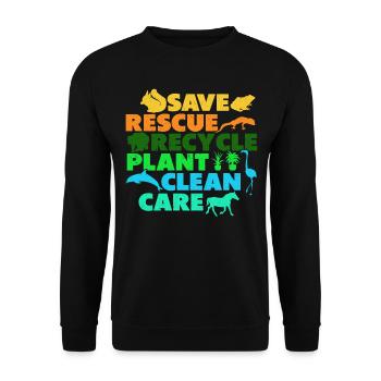 Save Save Recycle Plants Clean Care - Sweat-shirt Unisexe - noir - Devant - Alina (178cm) & Michal (187cm)