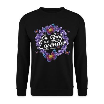 Im April Tragen Wir Lavendel Stress Awareness - Unisex Pullover - Schwarz - Vorne - Alina (178cm) & Michal (187cm)