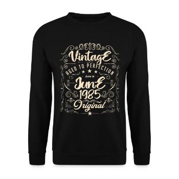 Vintage Né(e) en Juin 1985. anniversaire juin 1985 - Sweat-shirt Unisexe - noir - Devant - Alina (178cm) & Michal (187cm)