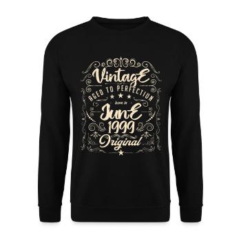 Vintage Né(e) en Juin 1999. anniversaire juin 1999 - Sweat-shirt Unisexe - noir - Devant - Alina (178cm) & Michal (187cm)