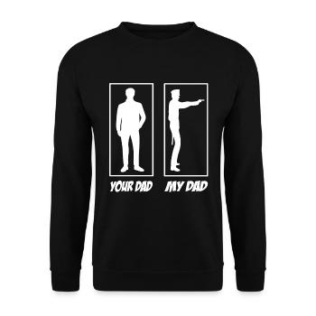 My dad Your Dad Police Papa - Unisex Sweatshirt - black - Front - Alina (178cm) & Michal (187cm)