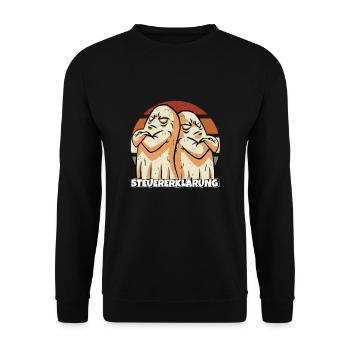 Steuererklärung - Unisex Pullover - Schwarz - Vorne - Alina (178cm) & Michal (187cm)