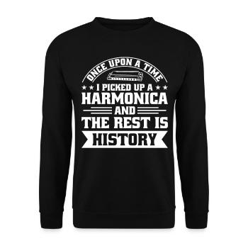 Harmonica Orgue à bouche Harmoniciste Joueur d’harmonica - Sweat-shirt Unisexe - noir - Devant - Alina (178cm) & Michal (187cm)