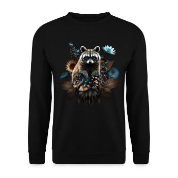 Waschbär Tiermotiv Waldtiere Wildtiere Lustig - Unisex Pullover - Schwarz - Vorne - Alina (178cm) & Michal (187cm)