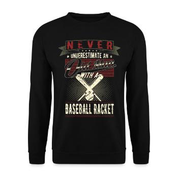 Never underestimate an old man baseball - Unisex Sweatshirt - black - Front - Alina (178cm) & Michal (187cm)