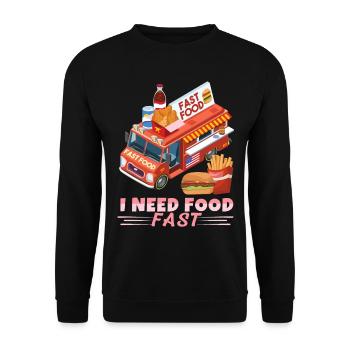 Fast Food, Street Food, Fast Food Street-Food Truck - Unisex Sweatshirt - black - Front - Alina (178cm) & Michal (187cm)
