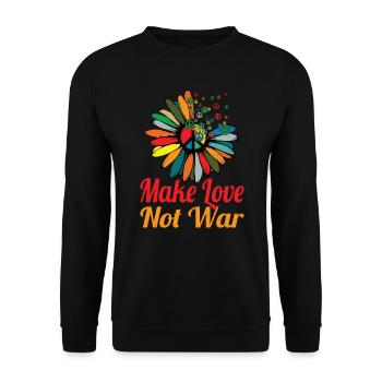 Hippie Peace Zeichen Frieden Blumen Blumenkind - Unisex Pullover - Schwarz - Vorne - Alina (178cm) & Michal (187cm)