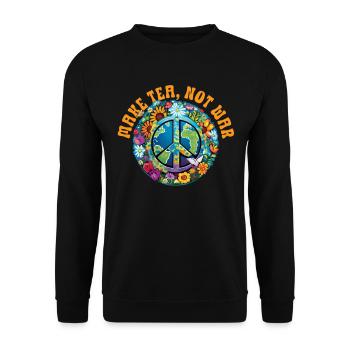 Hippie Peace Zeichen Frieden Blumen Blumenkind - Unisex Pullover - Schwarz - Vorne - Alina (178cm) & Michal (187cm)