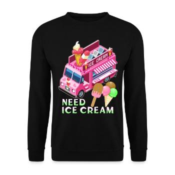 Ice-Cream Seller, Speiseeis Foodtruck Eisverkäufer - Unisex Pullover - Schwarz - Vorne - Alina (178cm) & Michal (187cm)
