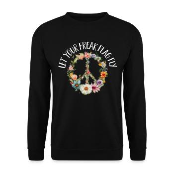Hippie Peace Sign Peace Flowers Flower Child - Sweat-shirt Unisexe - noir - Devant - Alina (178cm) & Michal (187cm)