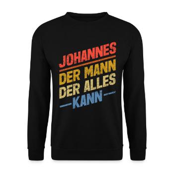 Johannes Der Mann Der Alles Kann Vorname Johannes - Unisex Pullover - Schwarz - Vorne - Alina (178cm) & Michal (187cm)