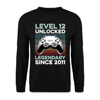 Niveau 12 ans Année d’anniversaire 2011 Gamer Boy - Sweat-shirt Unisexe - noir - Devant - Alina (178cm) & Michal (187cm)