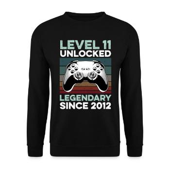 Niveau 11 ans Année d’anniversaire 2012 Gamer Boy - Sweat-shirt Unisexe - noir - Devant - Alina (178cm) & Michal (187cm)