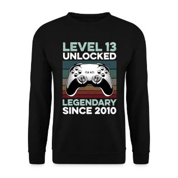 Niveau 13 ans Anniversaire Année 2010 Gamer Boy - Sweat-shirt Unisexe - noir - Devant - Alina (178cm) & Michal (187cm)