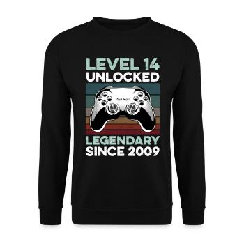 Niveau 14 ans Année d’anniversaire 2009 Gamer Boy - Sweat-shirt Unisexe - noir - Devant - Alina (178cm) & Michal (187cm)