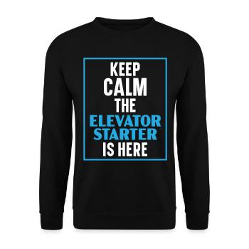 Restez calme Le démarreur d’ascenseur est là Ascenseurs - Sweat-shirt Unisexe - noir - Devant - Alina (178cm) & Michal (187cm)