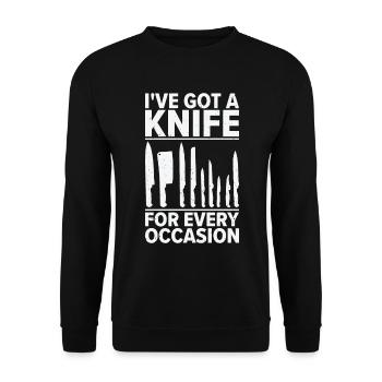 Messersammler Messer Sammeln - Unisex Pullover - Schwarz - Vorne - Alina (178cm) & Michal (187cm)