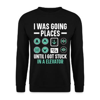 I was on my way up until I was in elevators - Unisex Sweatshirt - black - Front - Alina (178cm) & Michal (187cm)