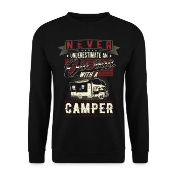 Never underestimate an old man's motorhome - Unisex Sweatshirt - black - Front - Alina (178cm) & Michal (187cm)